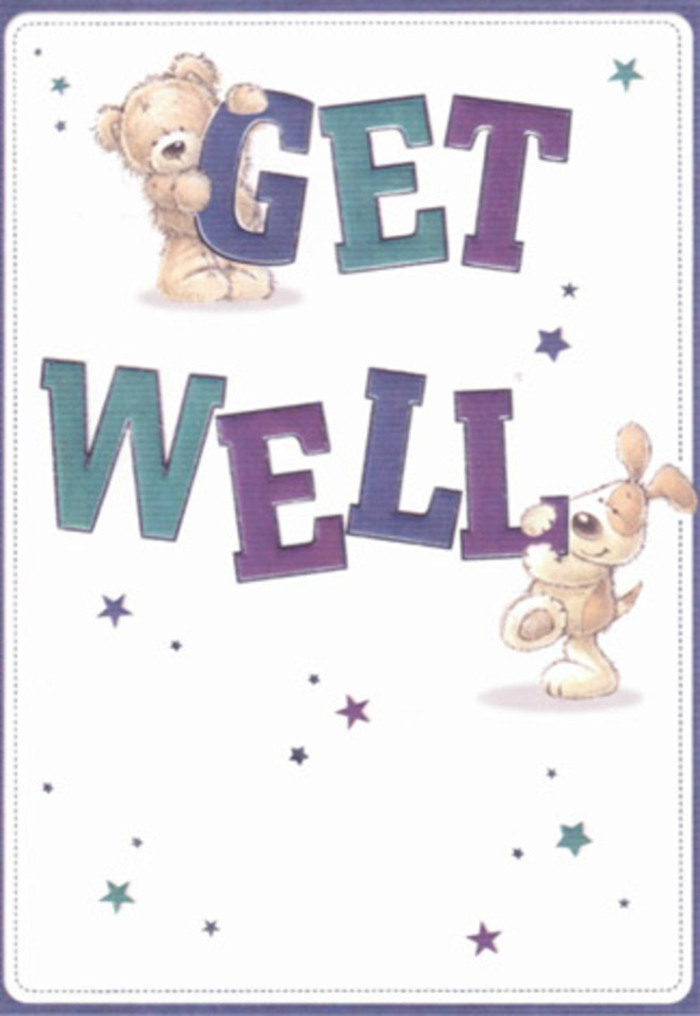 This get well card brings heartfelt encouragement, inspired by the vibrant neighbourhoods of Haringey. Two lovable friends-a gentle bear and an affectionate, floppy-eared puppy-work together to support the bold, colourful letters spelling out their comforting message. Their plush, textured fur is illustrated in warm earthy tones, radiating a sense of cuddly reassurance reminiscent of a caring neighbour delivering a freshly wrapped bouquet on Stroud Green Road. Across a refined white background, starbursts in blues and violets flit and sparkle, giving the card an air of gentle celebration and possibility. The typography stands tall and bright in shades of teal and purple, marking the sentiment with cheerful conviction. Every detail, from the careful shading in the bear's coat to the soft gleam in the puppy's eyes, expresses the nurturing craftsmanship synonymous with Haringey Flowers' hand-tied arrangements. Together, card and bouquet make a perfect pairing-offering warmth, light, and a wish for speedy recovery throughout N4 and beyond.